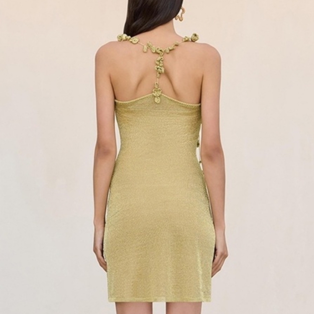 Cult Gaia Alonza Metallic Floral Appliqué  Minidress Size XS And S New - Picture 3 of 7